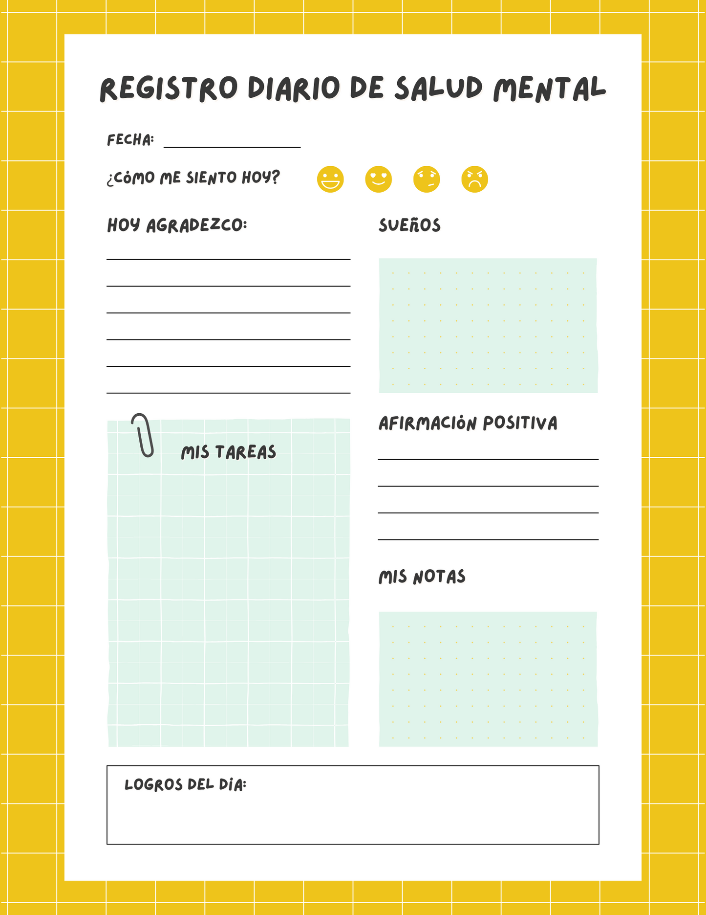 Plantilla registro salud mental - ¡GRATIS !