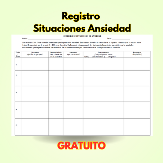 Registro Situaciones Ansiedad - ¡GRATIS !