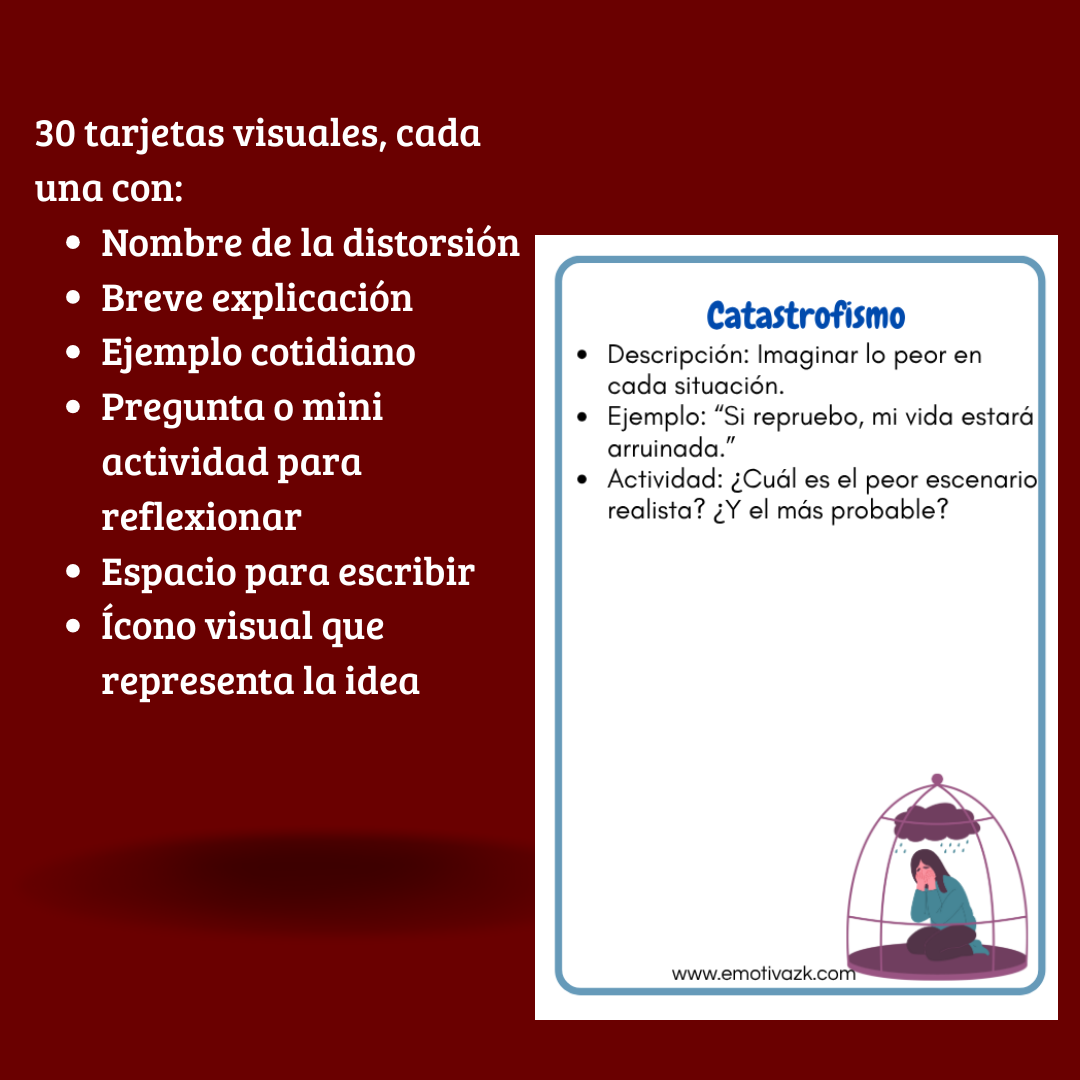 Tarjetas distorsiones cognitivas (30 tarjetas)